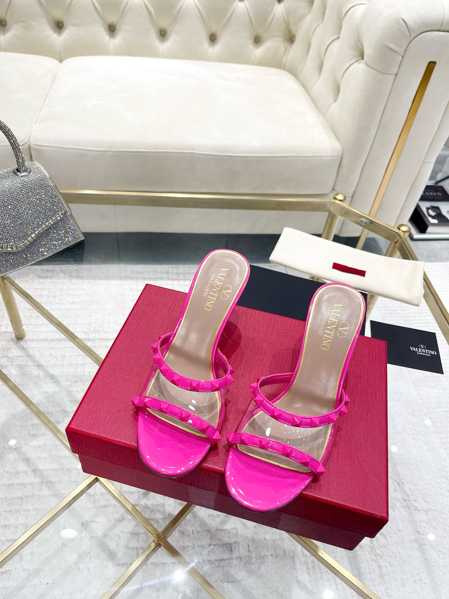 발렌티노 8cm 여자 슬리퍼